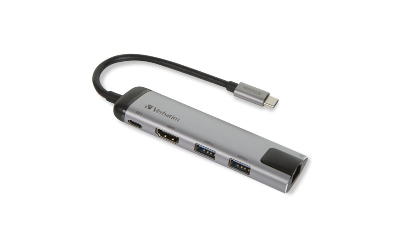 Verbatim 49141 laptop dock/port replicator USB 3.2 Gen 1 (3.1 Gen 1) Type-C Black, Silver