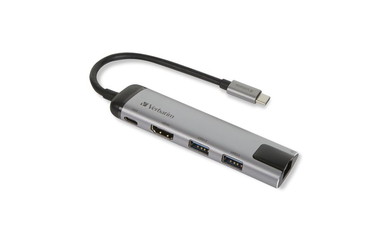 Verbatim 49141 laptop dock/port replicator USB 3.2 Gen 1 (3.1 Gen 1) Type-C Black, Silver