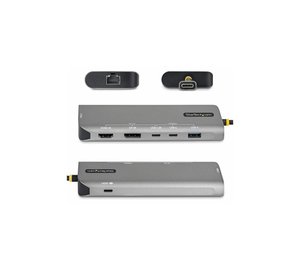 StarTech.com USB4 Multiport Adapter, Driverless Dual-4K for macOS and Windows, 140W Power Delivery Charging, 3-Port 10Gbps Hub, 2.5GbE, Mini Dock