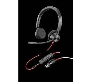 HP Poly Blackwire 3325 Stereo USB-C Headset +3.5mm Plug +USB-C/A Adapter