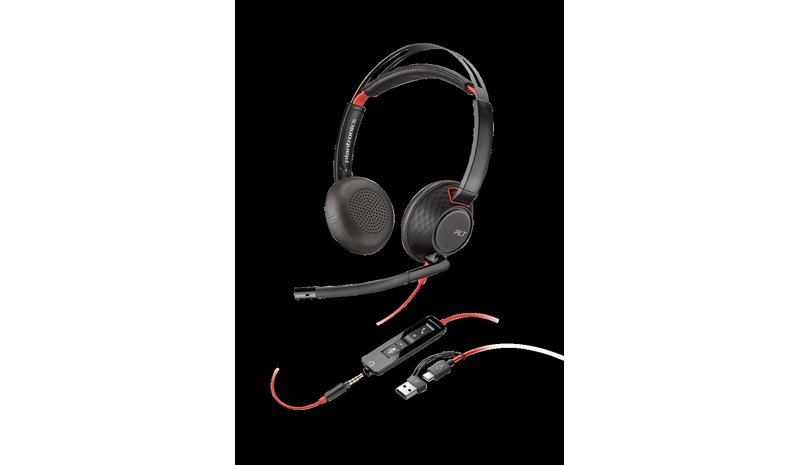 HP Poly Blackwire 5220 Stereo USB-C Headset +3.5mm Plug +USB-C/A Adapter