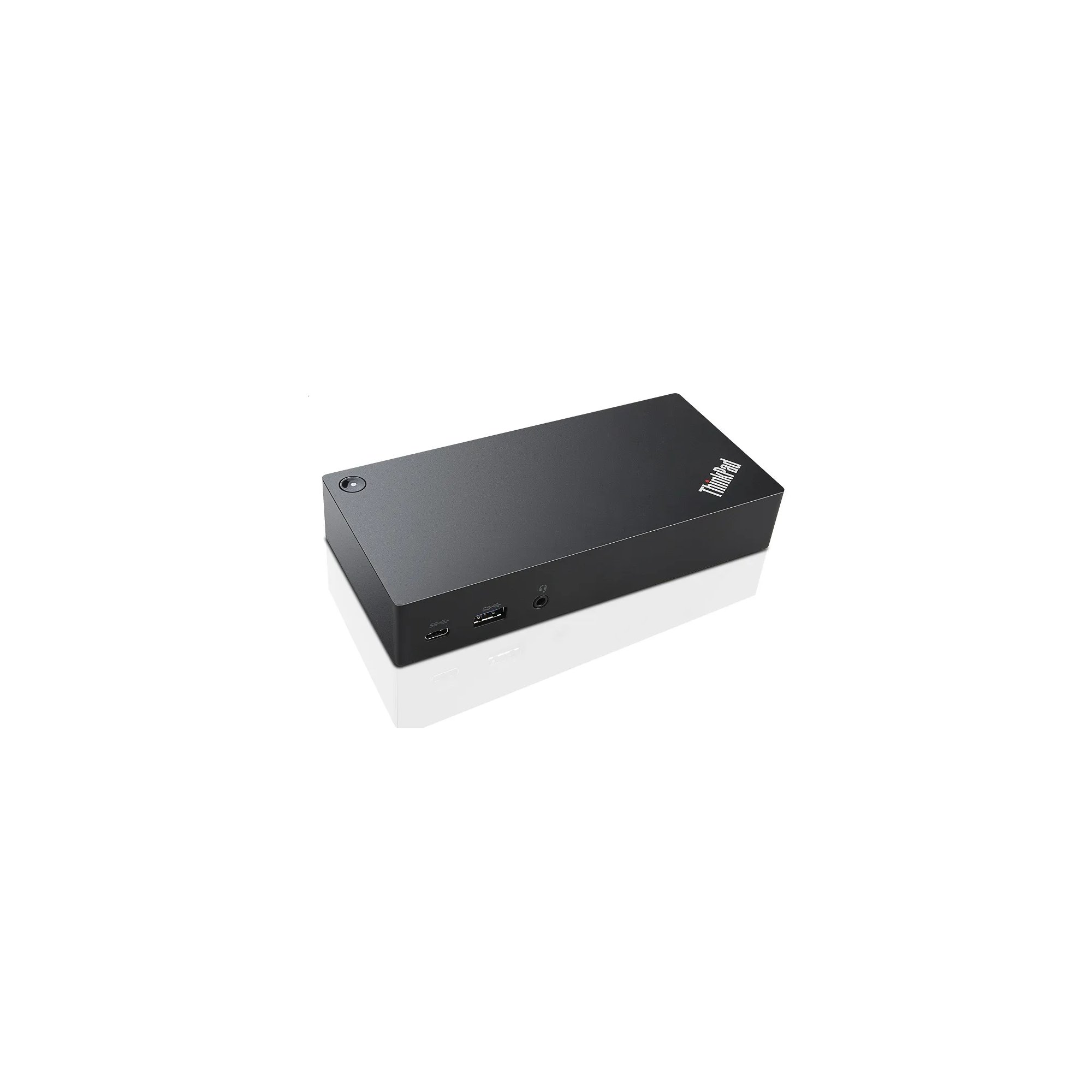 ThinkPad USB-C Dock. Tyylikäs, pienikokoinen ja tukeva vaakasuoraan asennettava USB-C -porttitoistin, jonka kautta ladataan myös kannettavan akkua. V