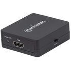 Manhattan HDMI Splitter 2-Port , 1080p, Black, Displays output from x1 HDMI source to x2 HD displays (same output to both displays), USB-A Powered (cable included, 0.7m), Three Year Warranty