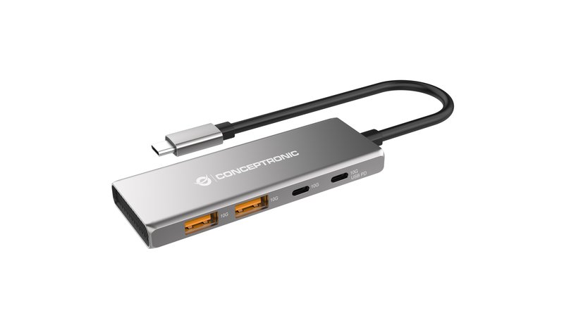 Conceptronic HUBBIES15G interface hub USB 3.2 Gen 2 (3.1 Gen 2) Type-C 10000 Mbit/s Grey – kuva 1/2
