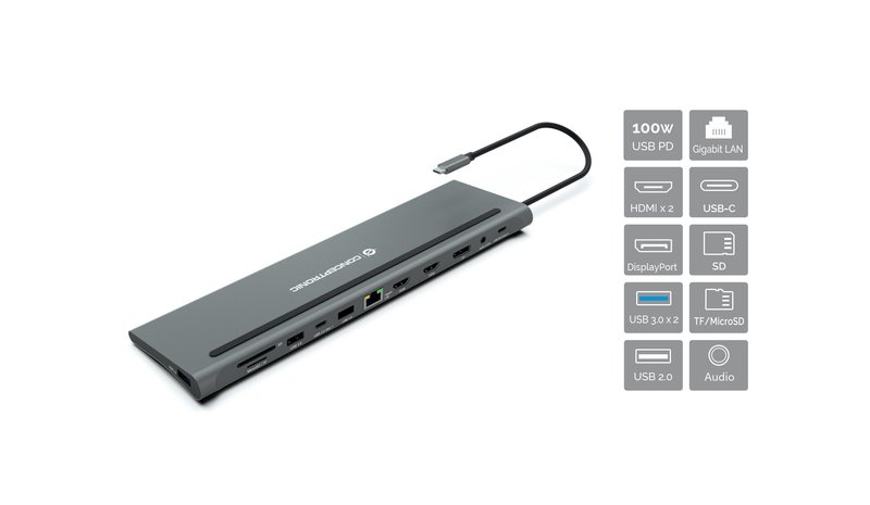 Conceptronic DONN17G laptop dock/port replicator Wired USB 3.2 Gen 1 (3.1 Gen 1) Type-C Grey