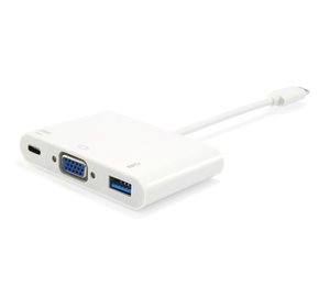 Equip USB Type C to VGA Female/USB A Female/PD Adapter