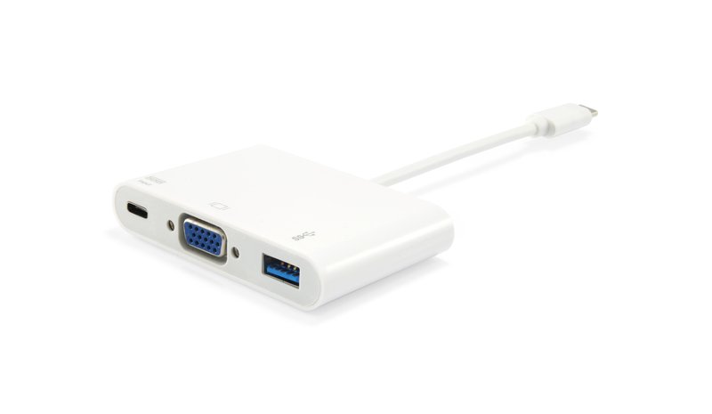 Equip USB Type C to VGA Female/USB A Female/PD Adapter