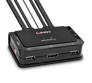 Lindy 2 Port HDMI 4K30, USB 2.0 and Audio Cable KVM Switch