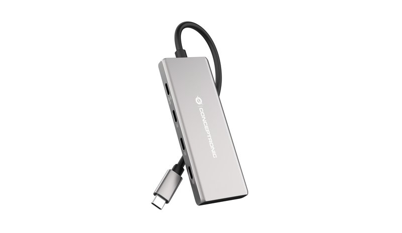 Conceptronic HUBBIES17G interface hub USB 3.2 Gen 2 (3.1 Gen 2) Type-C 10000 Mbit/s Grey