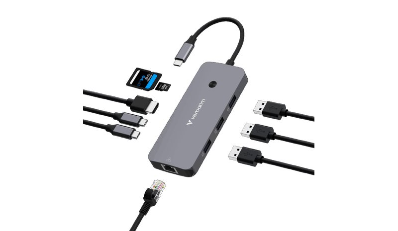 Verbatim CMH-09 USB Type-C 10000 Mbit/s Silver