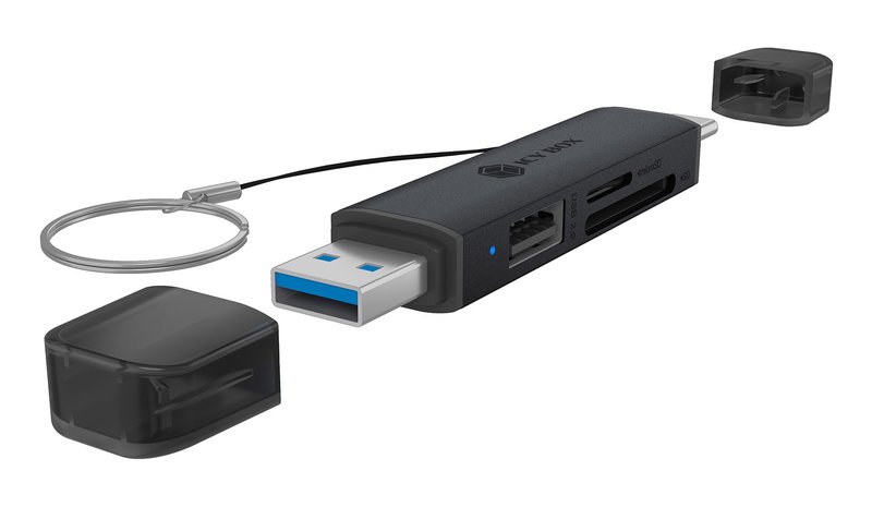 ICY BOX 3-in-1 Card Reader via USB Type-A & USB Type-C Interface – kuva 2/3