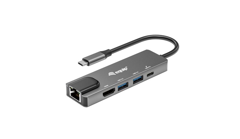 Equip USB-C 5 in1 Multifunction Adapter, HDMI, Gigabit LAN, USB 3.2 GEN1, 100W USB PD