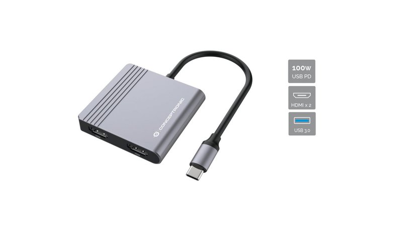 Conceptronic DONN13G laptop dock/port replicator Wired USB 3.2 Gen 1 (3.1 Gen 1) Type-C Grey