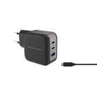 Conceptronic 3-Port 67W GaN USB PD Charger with USB-C Charging Cable, USB-C x 2, USB-A x 1, QC 3.0, PPS