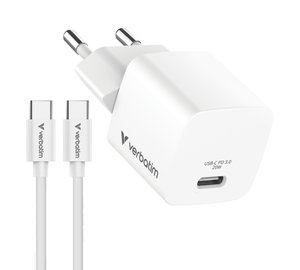 Verbatim Mini GaN Charger 20W with Cable