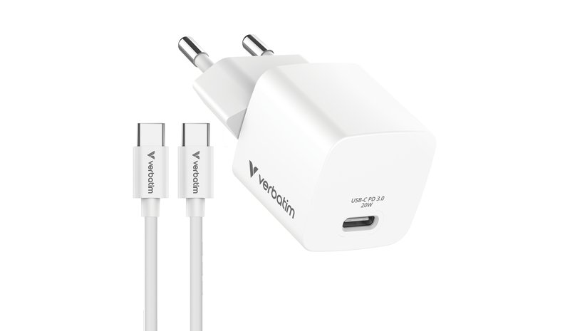 Verbatim Mini GaN Charger 20W with Cable