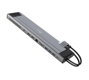 j5create JCD552 M.2 NVMe® USB-C® Gen 2 Docking Station, Silver and Black