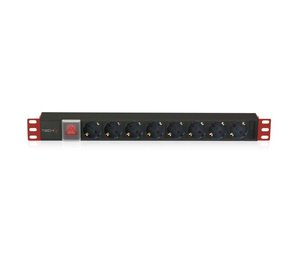 Techly I-CASE STRIP-81UD power distribution unit (PDU) 8 AC outlet(s) 1U Black, Red