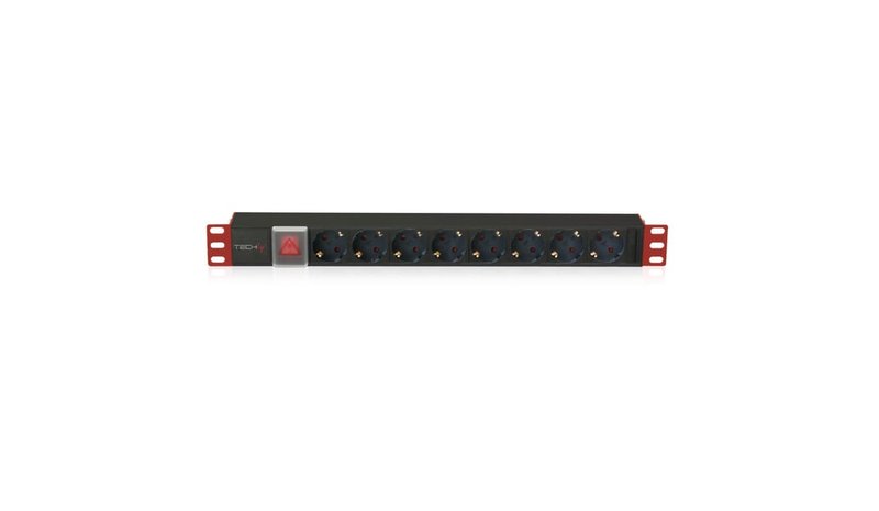 Techly I-CASE STRIP-81UD power distribution unit (PDU) 8 AC outlet(s) 1U Black, Red