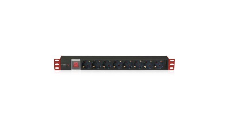 Techly I-CASE STRIP-81UD power distribution unit (PDU) 8 AC outlet(s) 1U Black, Red