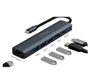 Nilox NXDSUSBC06 mobile device dock station Grey
