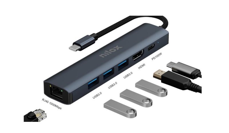 Nilox NXDSUSBC06 mobile device dock station Grey
