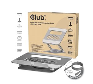 CLUB3D Adjustable Aluminium Laptop Stand with USB-C® Hub