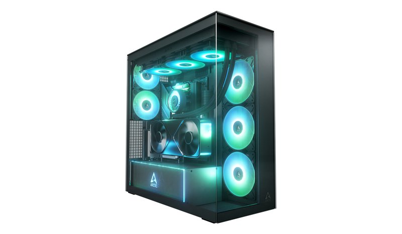 ARCTIC Xtender VG (Mirror Black) Premium E-ATX PC Case with Vertical GPU Mounting – kuva 1/4
