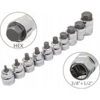 Asta kuusiokoloavain 3/8" 1/2" matalaprofiilinen sarja kiskoon