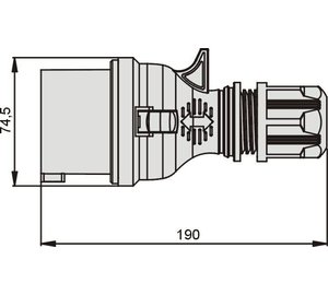 Tehokas 32a 4p 400v pistoke kumipinnoitteella