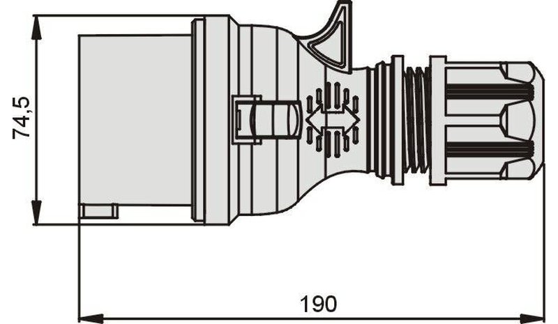 Tehokas 32a 4p 400v pistoke kumipinnoitteella