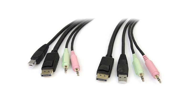 StarTech.com 6ft 4-in-1 USB DisplayPort KVM Switch Cable w/ Audio & Microphone