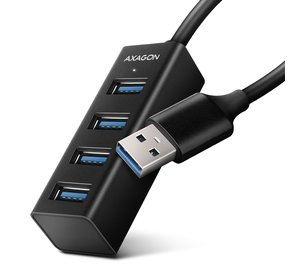 Axagon HUE-M1A 4x USB 3.2 Gen 1 MINI hub, metal, 20cm USB-A cable