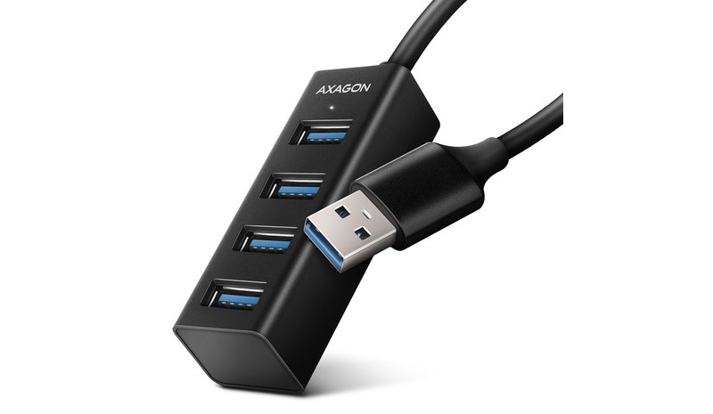 Axagon HUE-M1A 4x USB 3.2 Gen 1 MINI hub, metal, 20cm USB-A cable