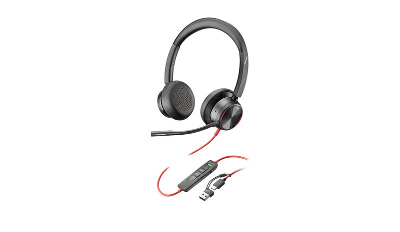 HP Poly Blackwire 8225 Stereo USB-C Headset +USB-C/A Adapter