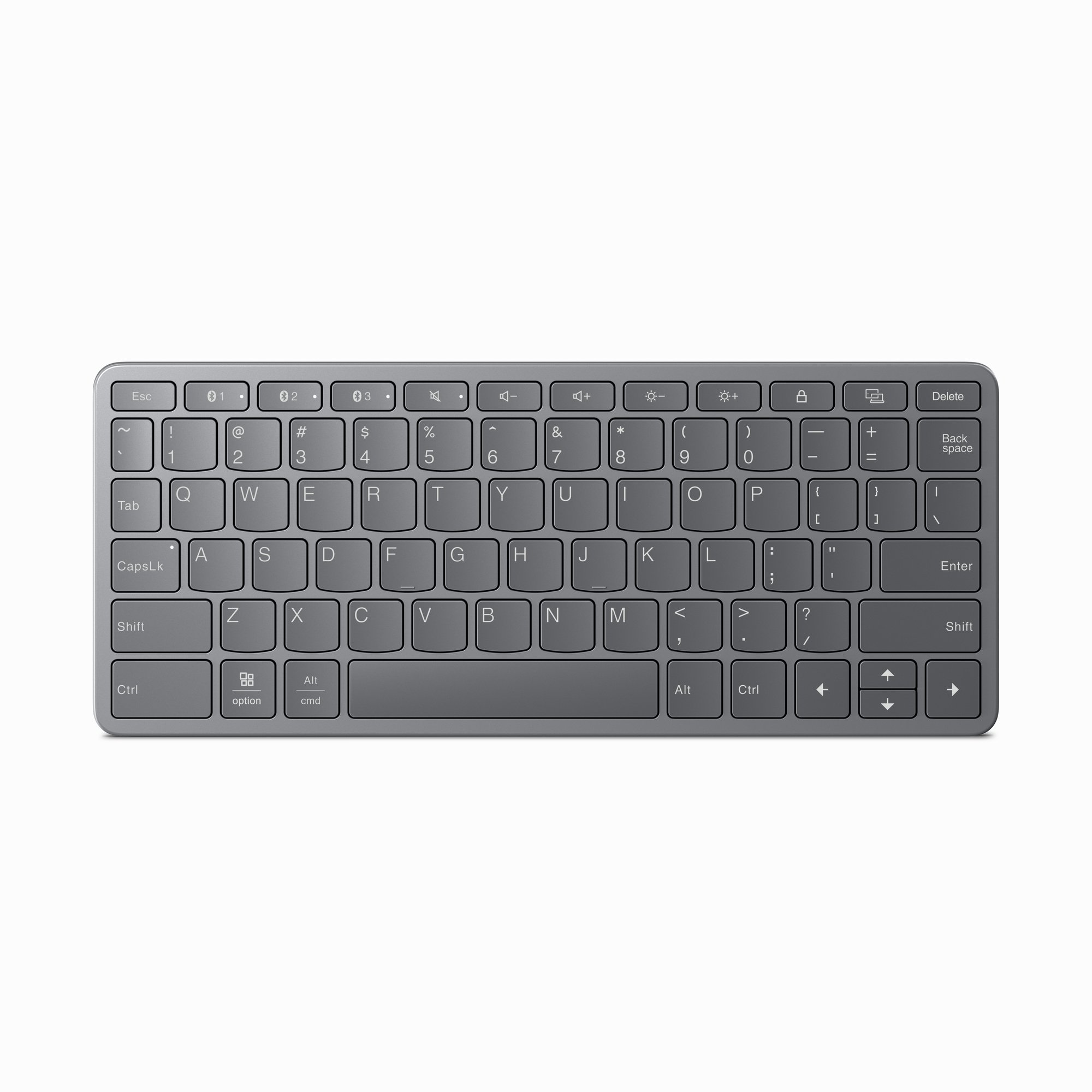 Lenovo Multi-Device Wireless Keyboard US International - Näppäimistö - Englanti (US) - Harmaa