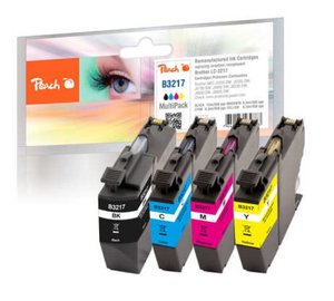 Peach Multi Pack with chip, compatible with Brother LC-3217VALP