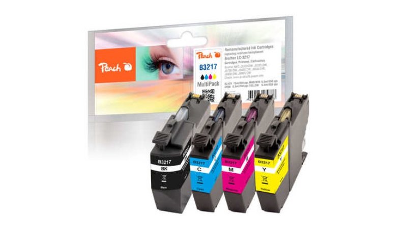 Peach Multi Pack with chip, compatible with Brother LC-3217VALP