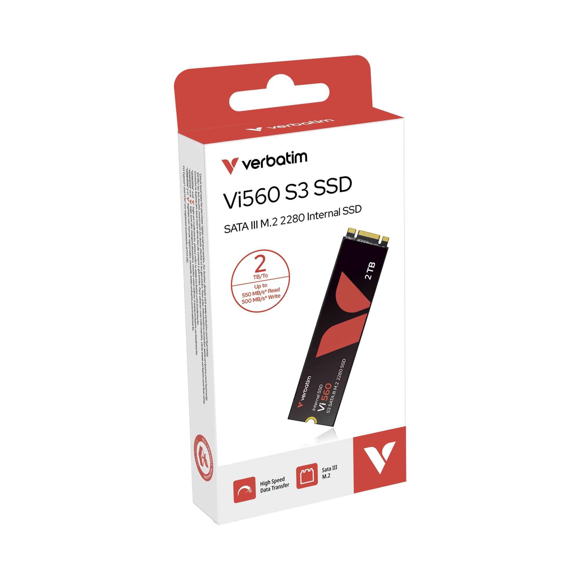 Verbatim 2TB Vi560 S3, SSD-levy, M.2 2280, SATA III, 550/500 MB/s