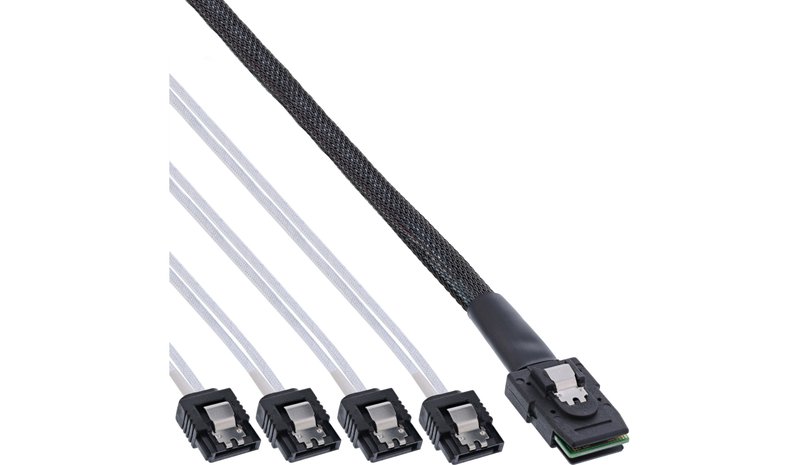 InLine SAS Cable Mini SAS SFF8087 to 4x SATA direct OCR 0.5m