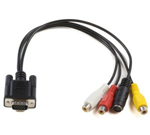 Microconnect MONGGSV video cable adapter 0.2 m VGA (D-Sub) RCA + S-Video Black
