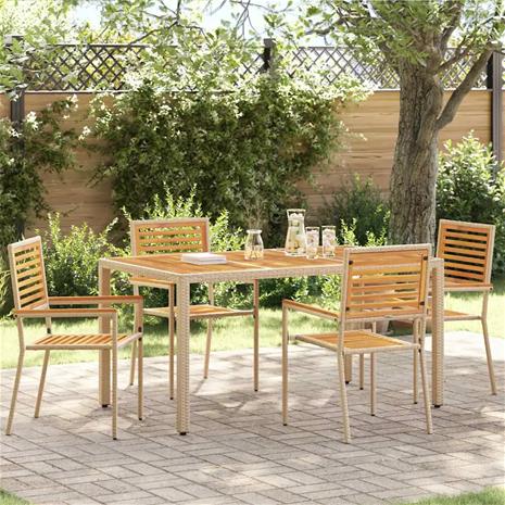 vidaXL Puutarhan pinottavat tuolit 4 pcs Ruskea, Beige