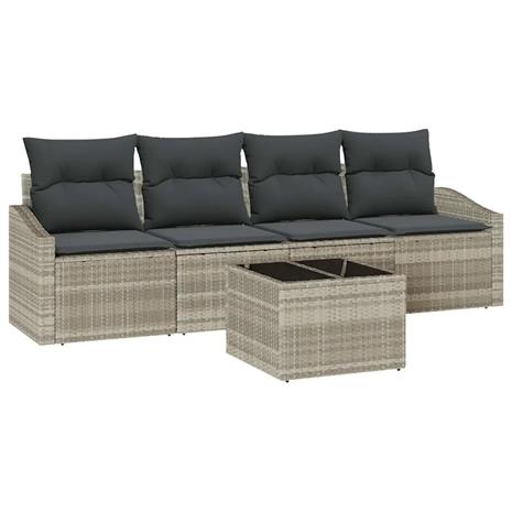 vidaXL Sohvasetti 5 pcs Vaalea harmaa ja tummanharmaa polyrottinki