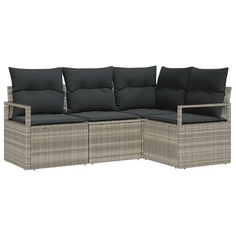 vidaXL Sohvasetti 4 pcs Vaaleanharmaa polyrottinki