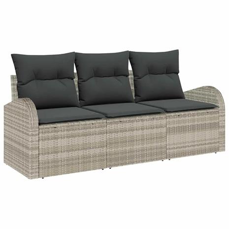 vidaXL Puutarhasohva Setti 3 pcs Vaaleanharmaa Polyrotangi – kuva 2/2