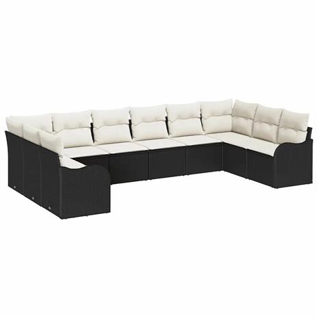 vidaXL Puutarhasohva Setti Musta 344 x 177,5 x 85 cm polyrottinki