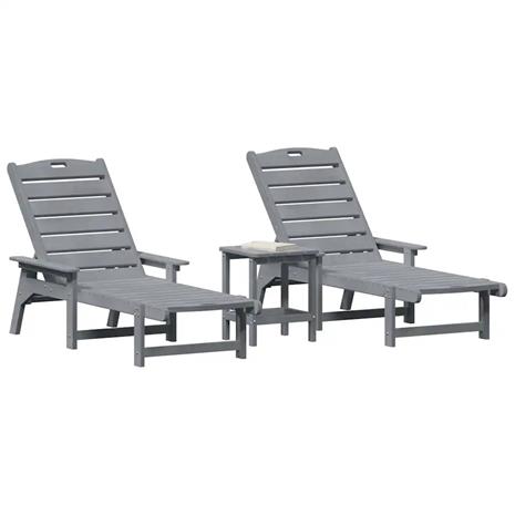 vidaXL Aurinkotuoli 3 pcs Vaaleanharmaa Polyeteeni
