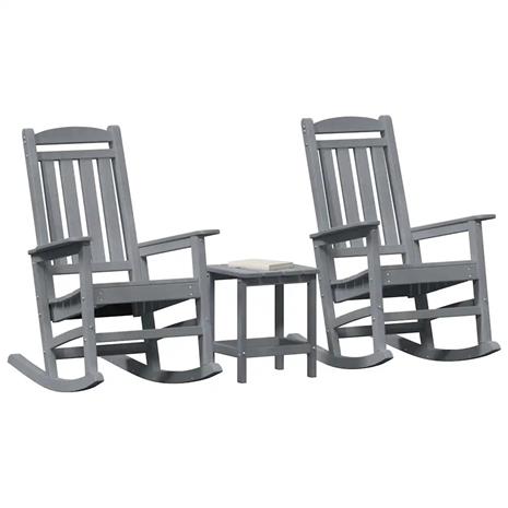 vidaXL Keinutuoli 3 pcs Vaaleanharmaa Polyeteeni