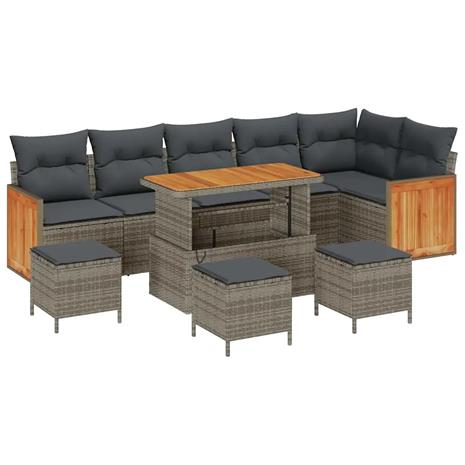 vidaXL Puutarhasohva Setti tyynyllä 12 pcs Harmaa polyrottinki