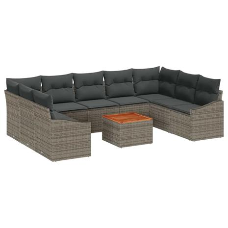 vidaXL Puutarhasohva Setti säilytystilassa 10 pcs Harmaa polyrottinki